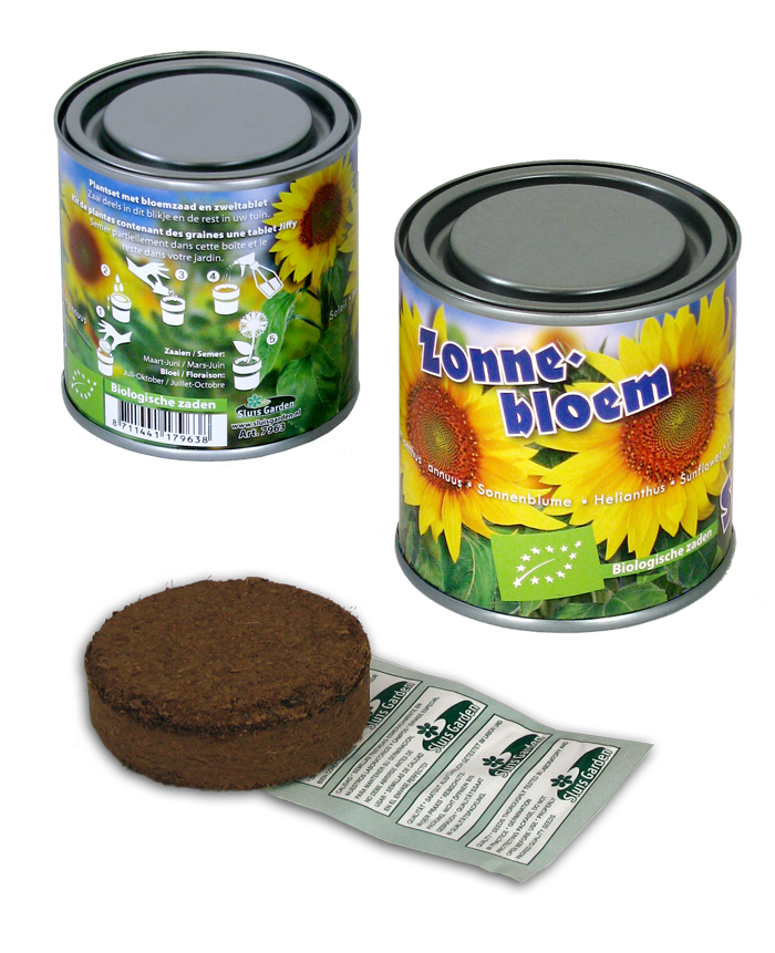 Boeketje in blik Zonnebloem - bio