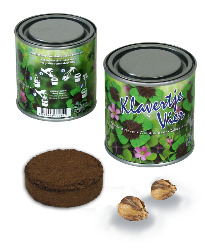 Boeketje in blik Klavertje 4