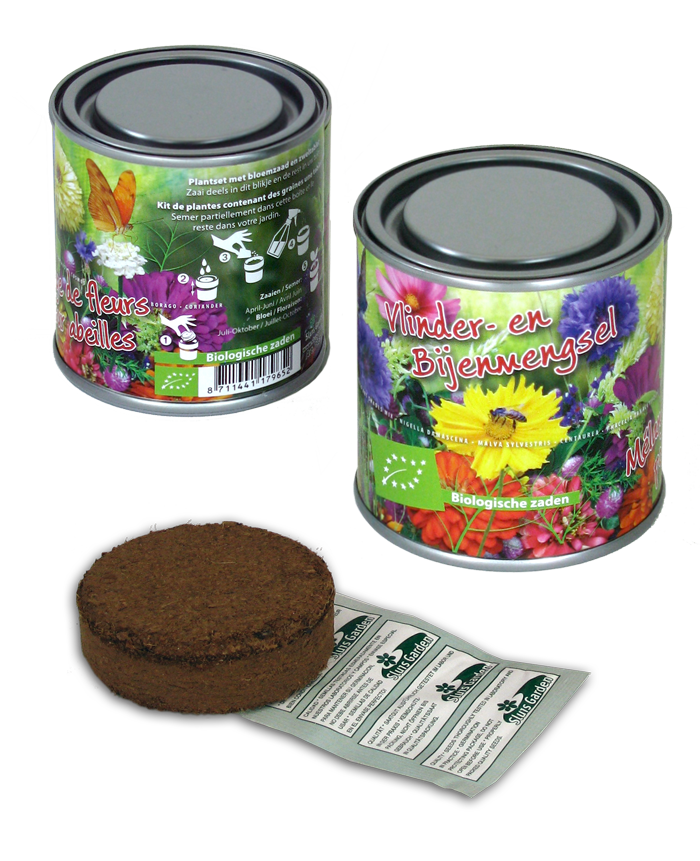 Boeketje in blik Vlinder en bijenmengsel - bio