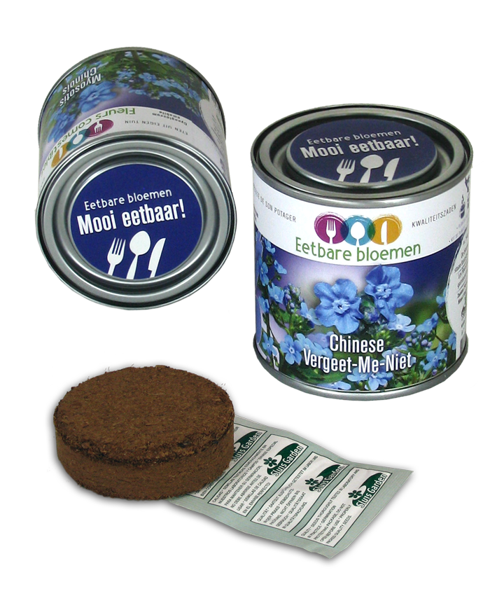 Eetbare bloemen in blik Chinees vergeet me nietje