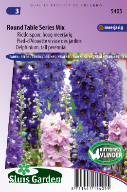 Delphinium cultorum Round Table series mix