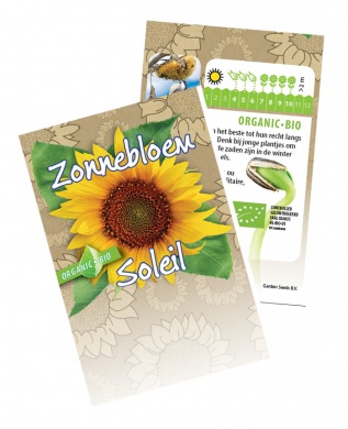 500 zaadzakjes zonnebloemen BIO  (7 op 10 cm) 
